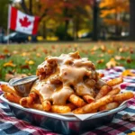 Golden crispy French fries topped with cheese curds and rich gravy for a classic poutine