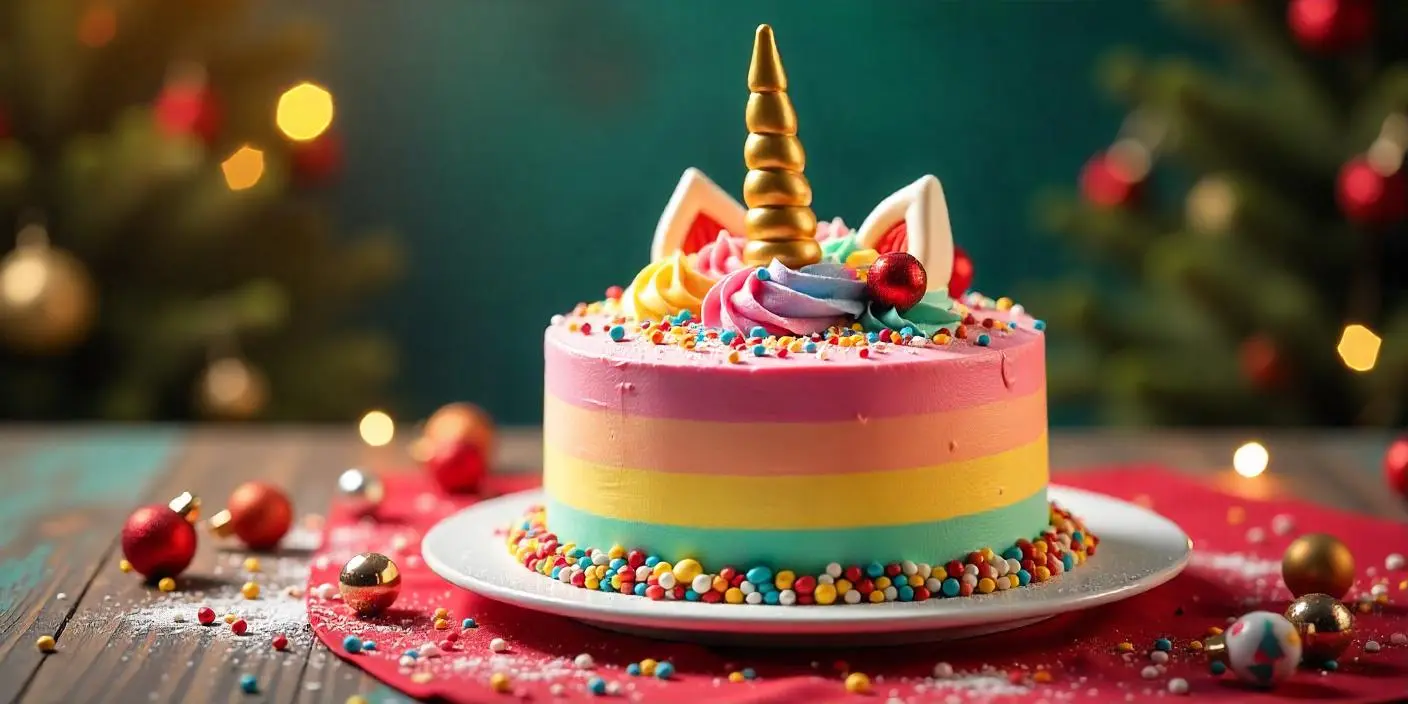 A step-by-step reel of making a colorful unicorn cake with pastel frosting, a golden horn, and magical edible decorations