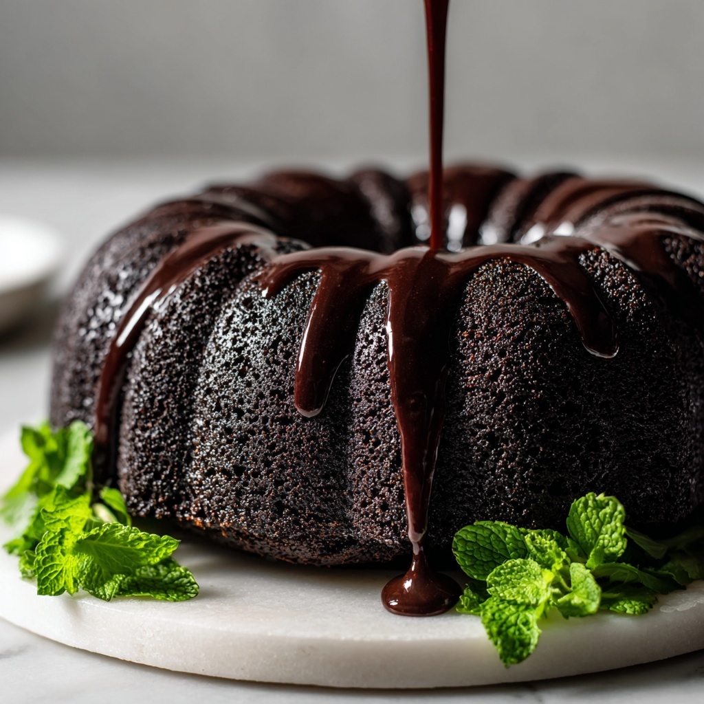 Chocolate Bundt Cake with Hibiscus Cream Cheese Glaze Recipe - Recipe Image