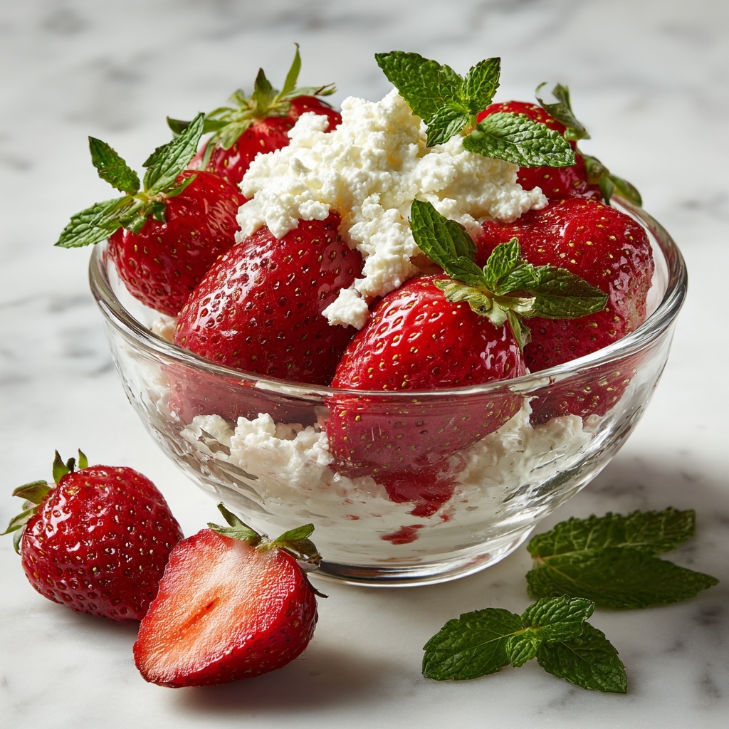 Strawberries with Mint-Infused Cream Recipe - Recipe Image