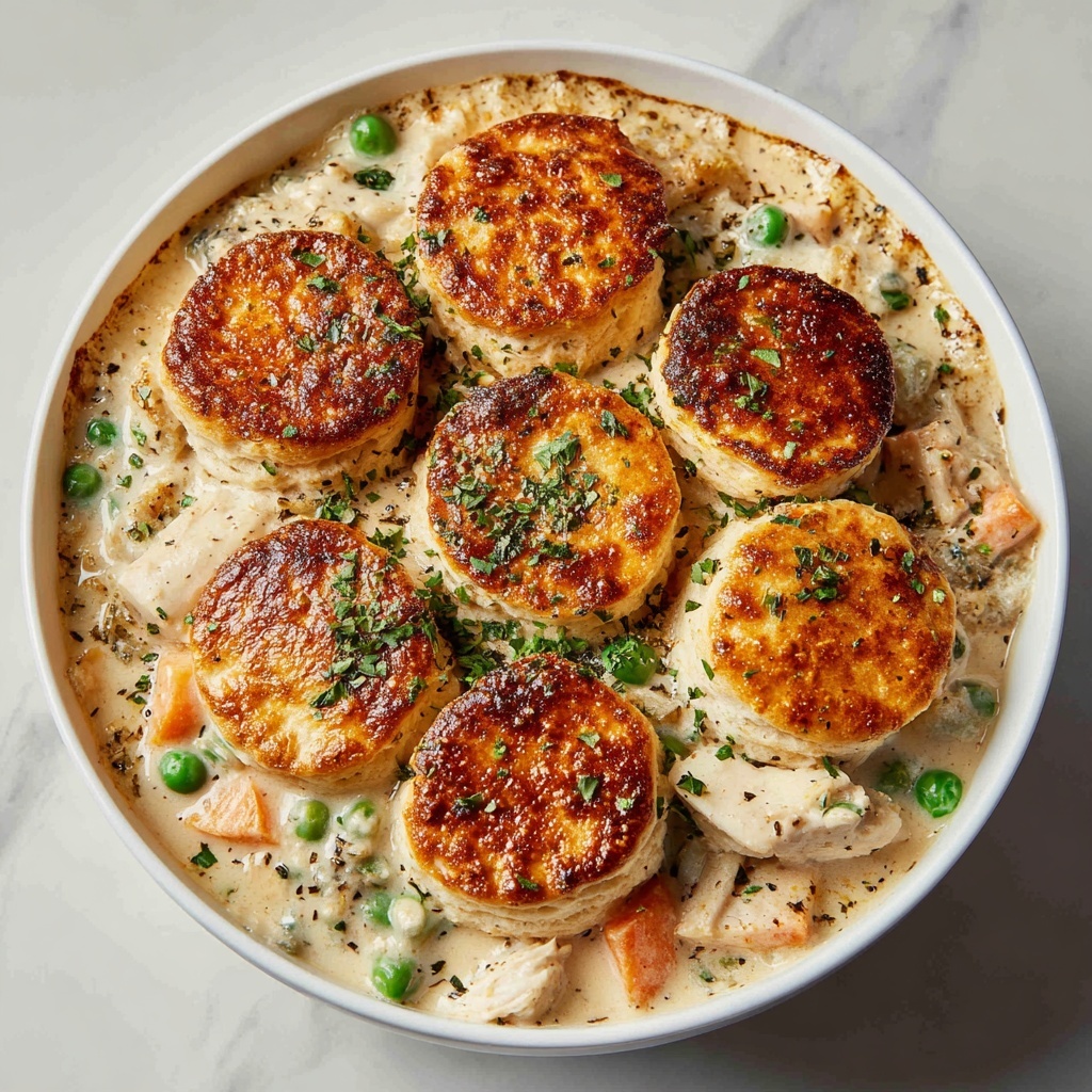 Chicken Pot Pie with Cheddar Chive Biscuits Recipe - Recipe Image