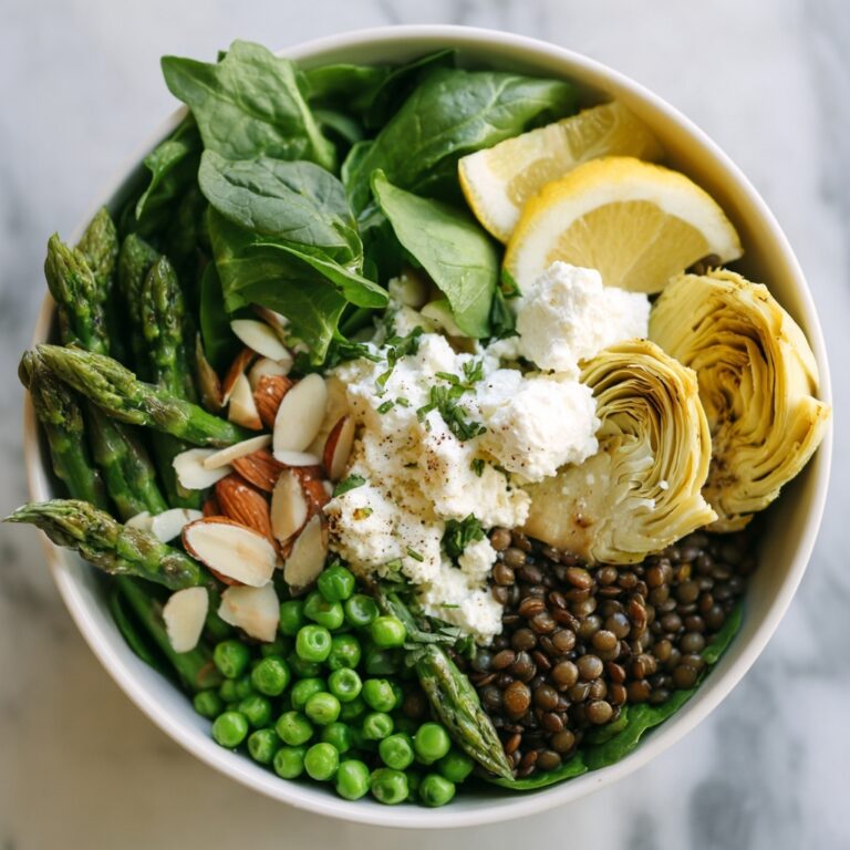 Spring Lentil Salad with Asparagus, Peas, Artichokes, and Feta Recipe