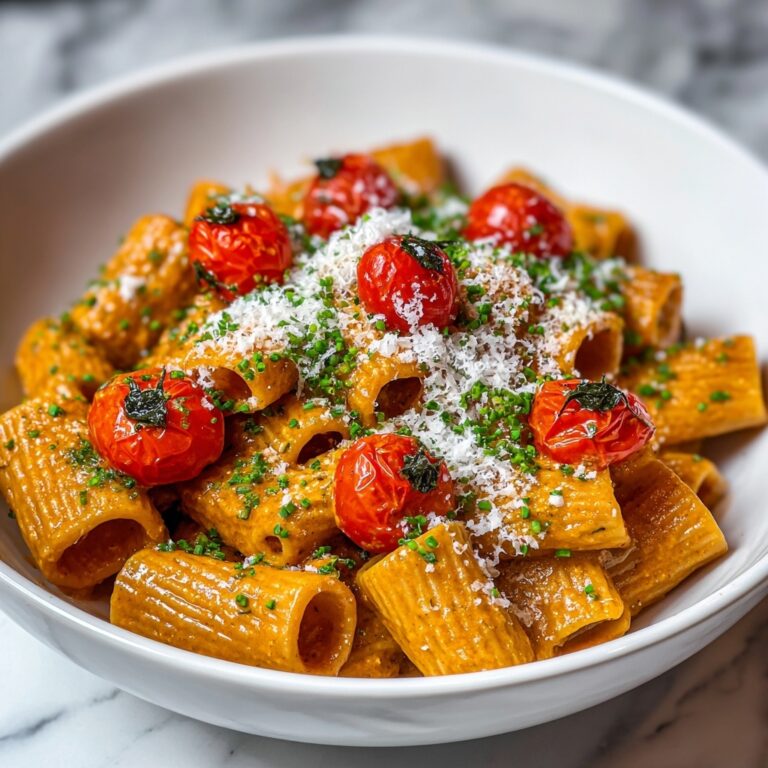 Creamy Tomato Garlic Rigatoni Pasta Recipe