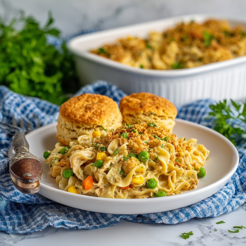Chicken Pot Pie Noodle Casserole Recipe - Recipe Image
