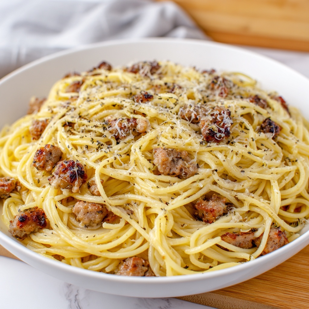 Bucatini Carbonara with Sausage Recipe - Recipe Image