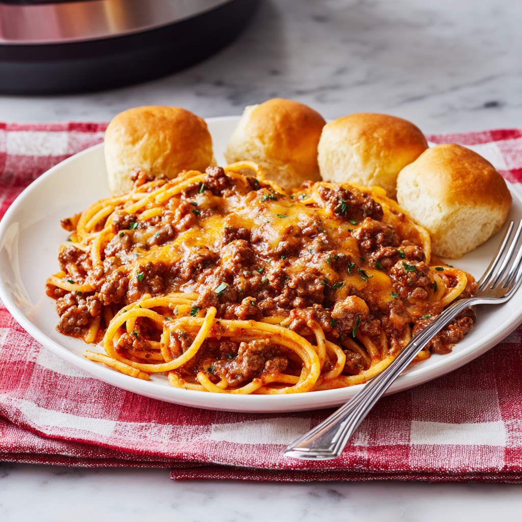 Slow Cooker Spaghetti Casserole Recipe - Recipe Image