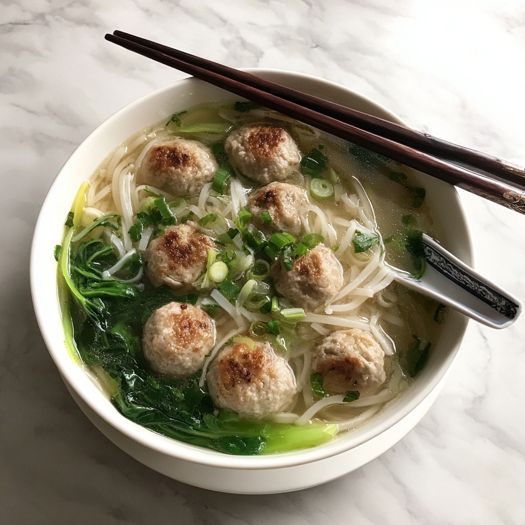 Vietnamese Mustard Green Soup with Shrimp Balls Recipe - Recipe Image