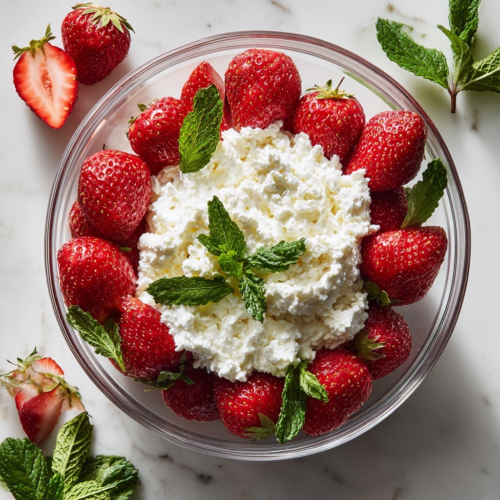 Strawberries with Mint-Infused Cream Recipe - Recipe Image