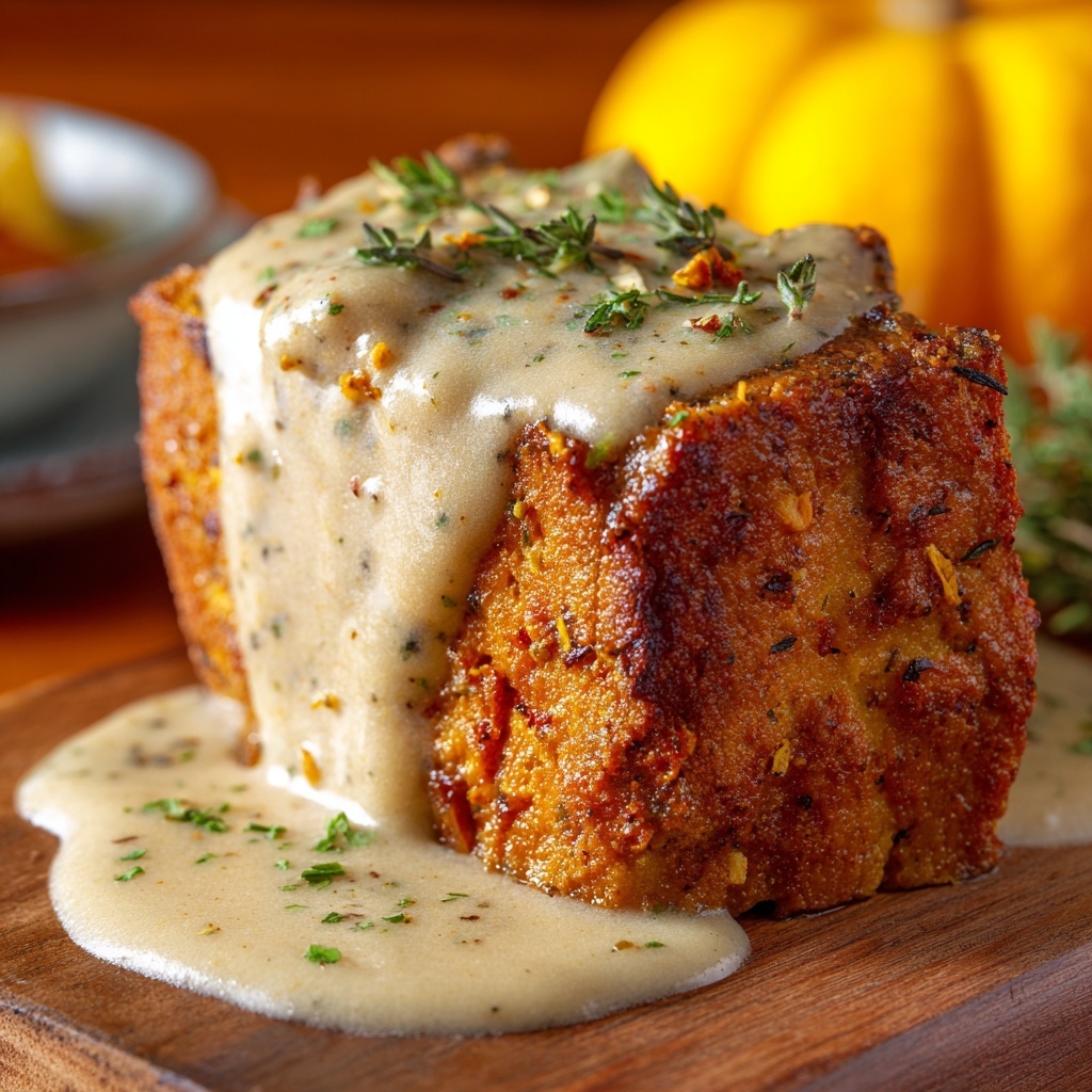 Chicken Cordon Bleu-Inspired Meatloaf with Dijon Gravy Recipe - Recipe Image