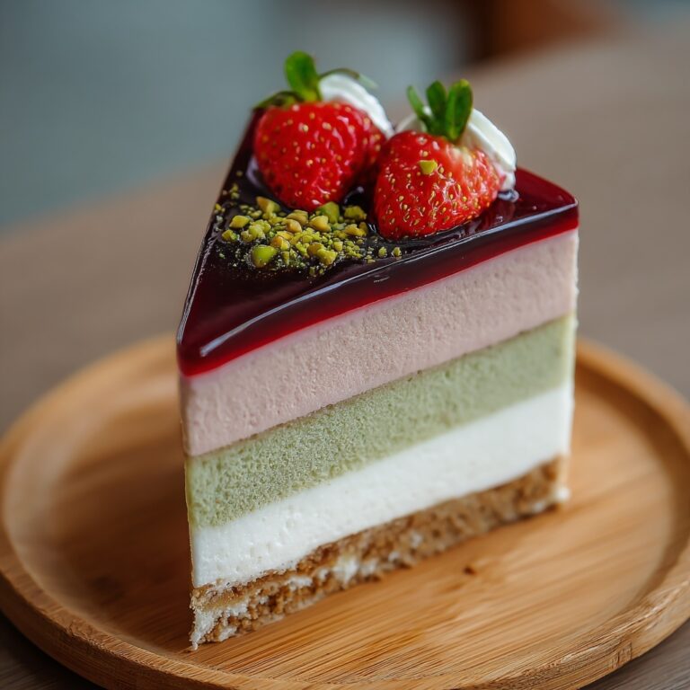 Strawberry Pistachio Mousse Cake Recipe