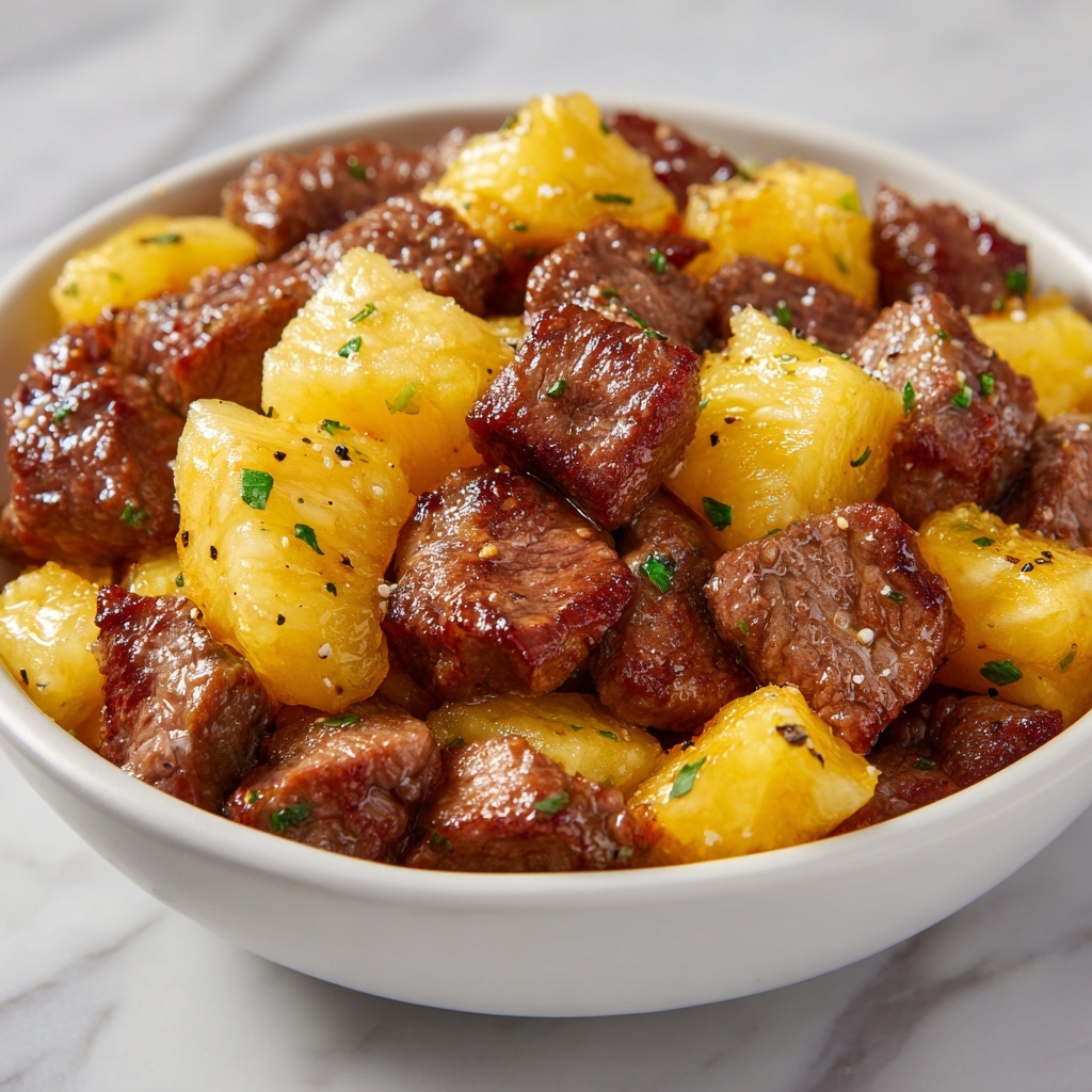 Garlic Butter Steak Bites with Pineapple Recipe - Recipe Image