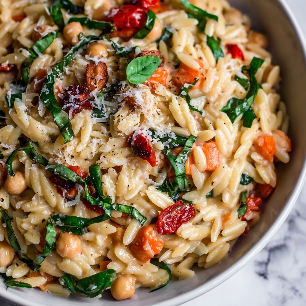 Creamy Tuscan Chickpeas & Orzo Recipe - Recipe Image