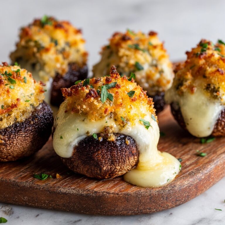 White Cheddar Stuffed Mushrooms with Creamy Cheddar Sauce Recipe