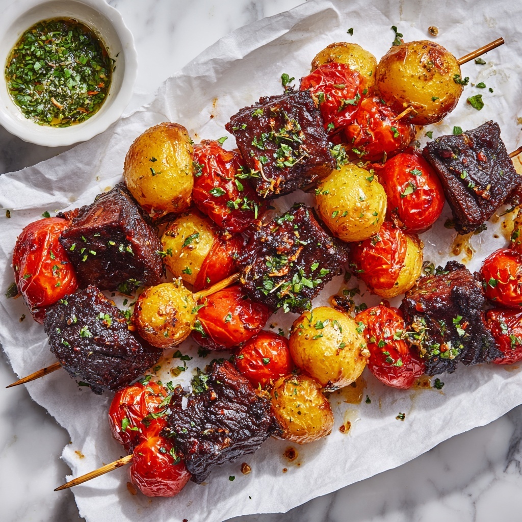 Rosemary Garlic Steak Kebabs Recipe - Recipe Image