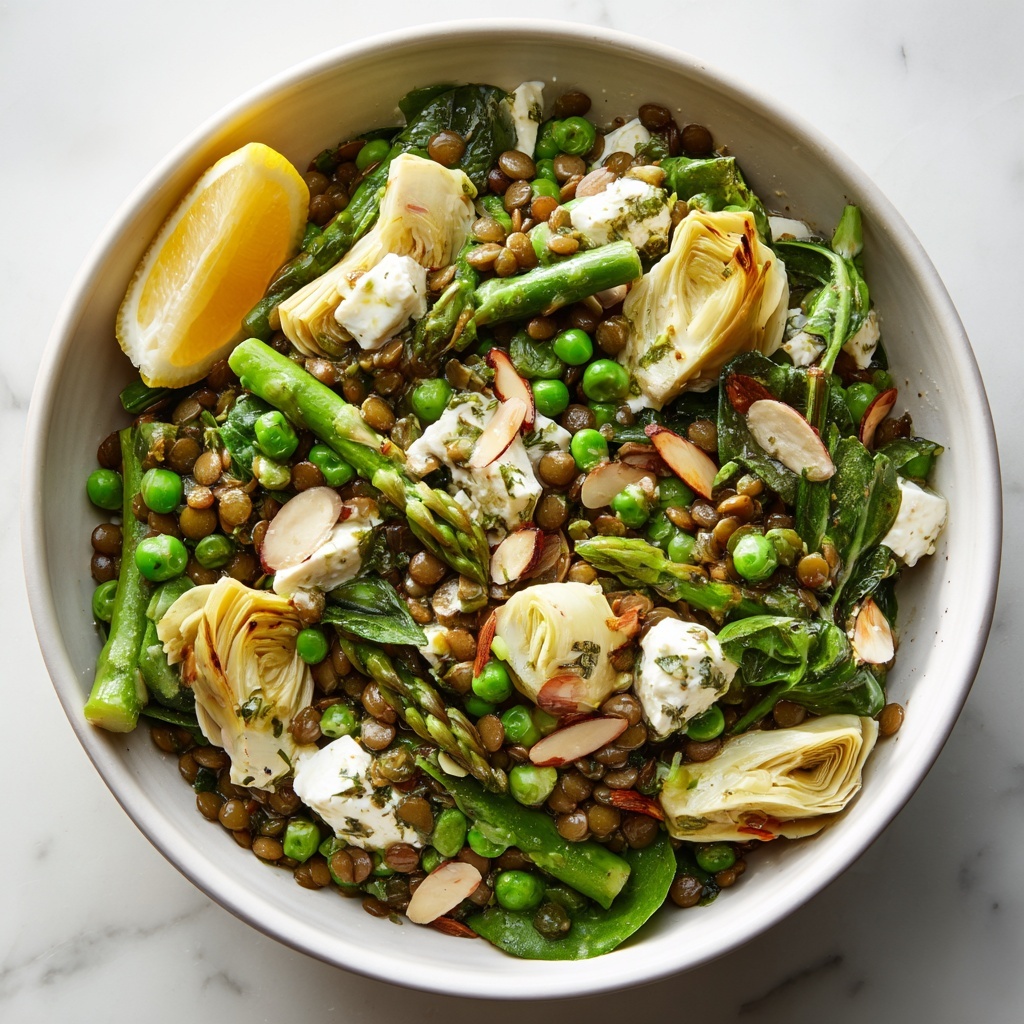 Spring Lentil Salad with Asparagus, Peas, Artichokes, and Feta Recipe - Recipe Image