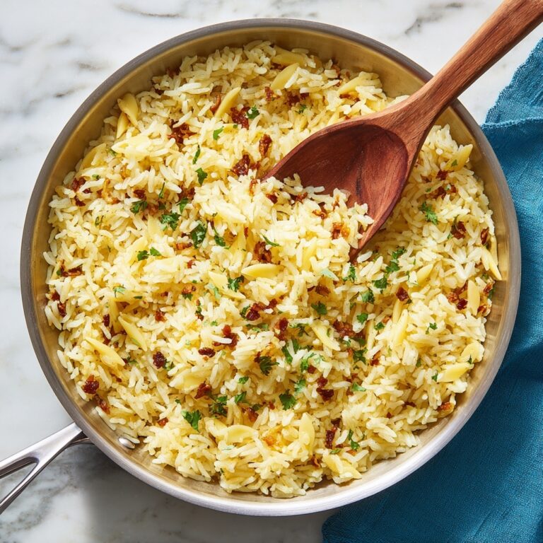 Creamy Chicken Broth Rice Pilaf with Orzo and Fresh Herbs Recipe