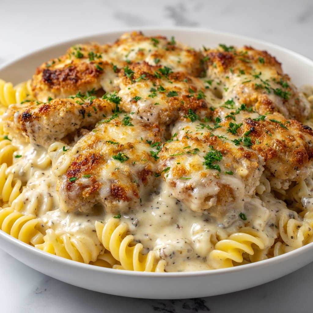 Creamy Garlic Parmesan Chicken Pasta Bake Recipe - Recipe Image