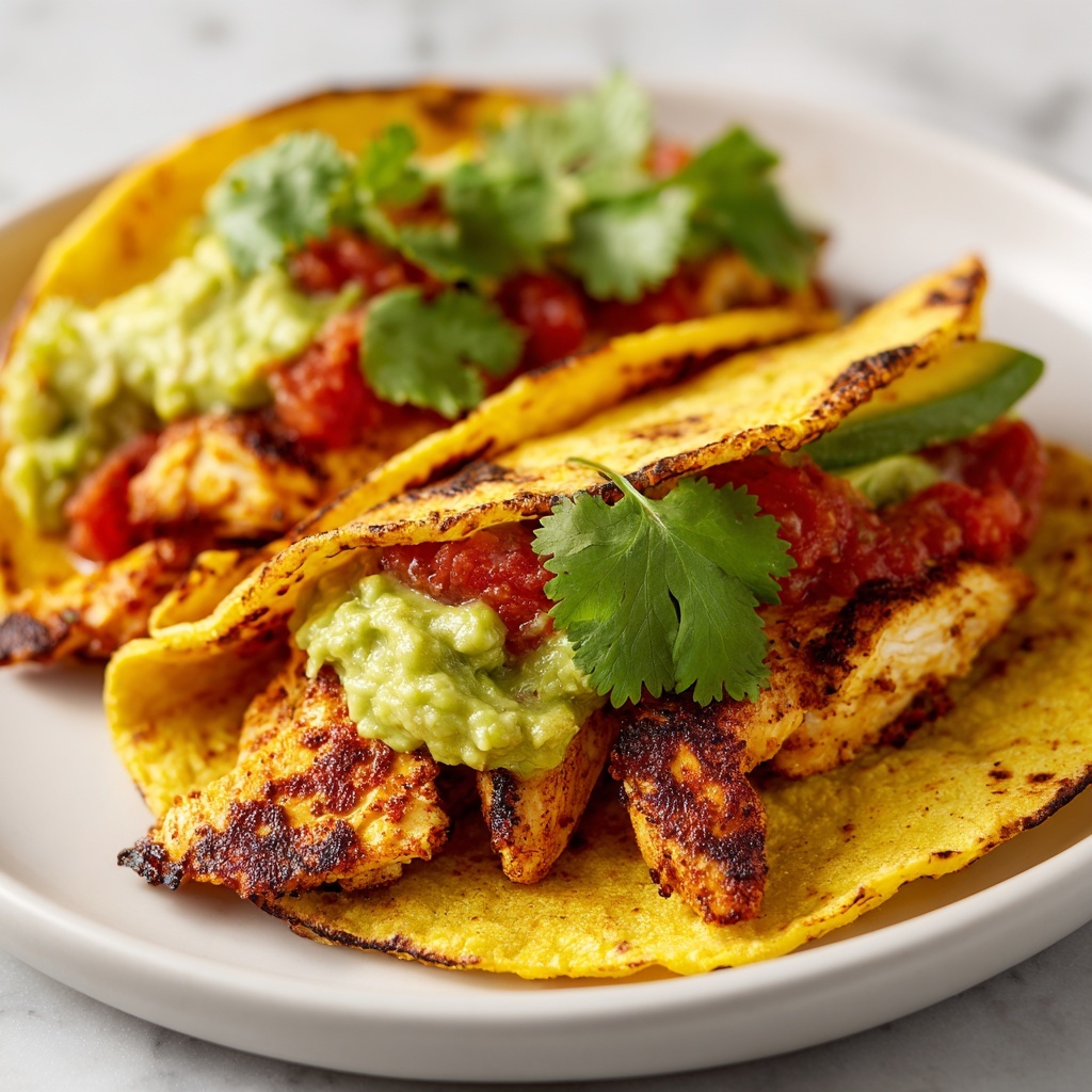 Crispy Poblano Chicken Tacos with Avocado-Jalapeño Salsa Recipe - Recipe Image