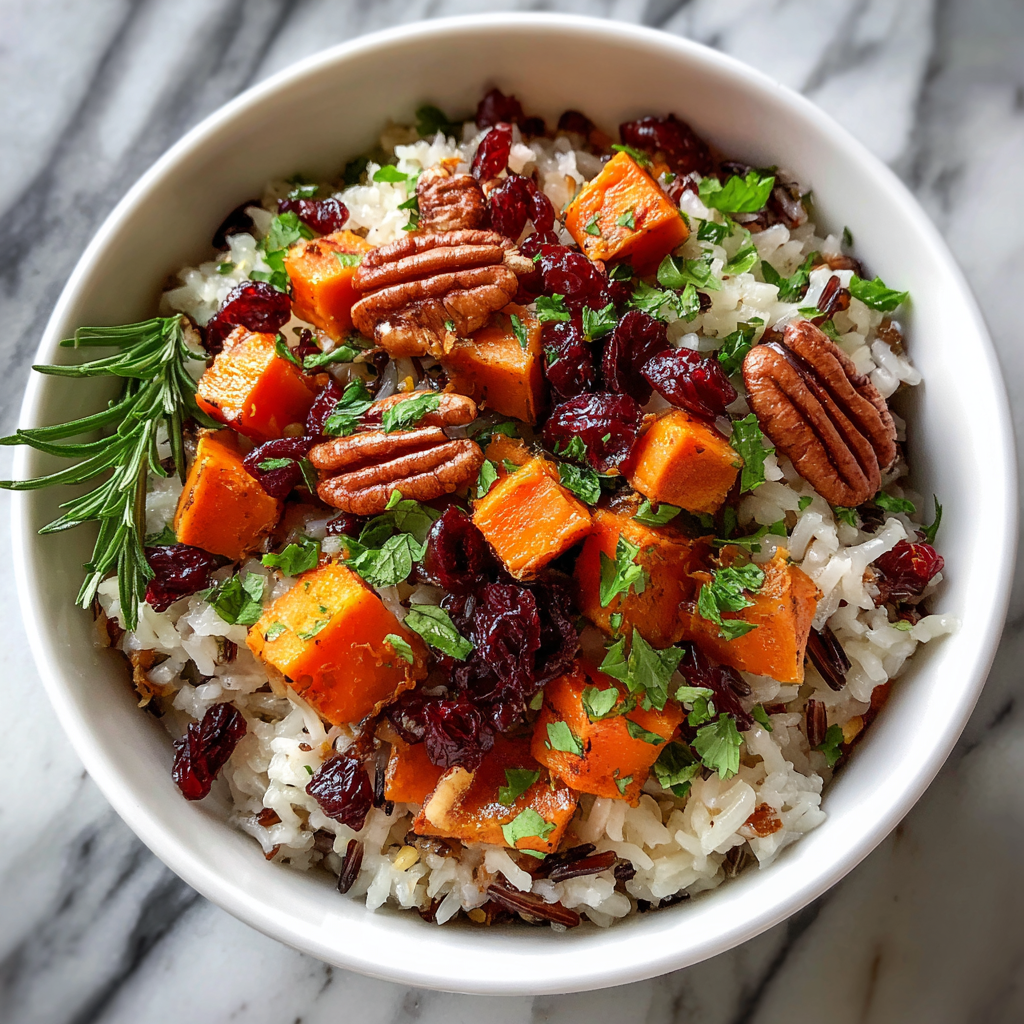 Cranberry Pecan Sweet Potato Wild Rice Pilaf Recipe - Recipe Image