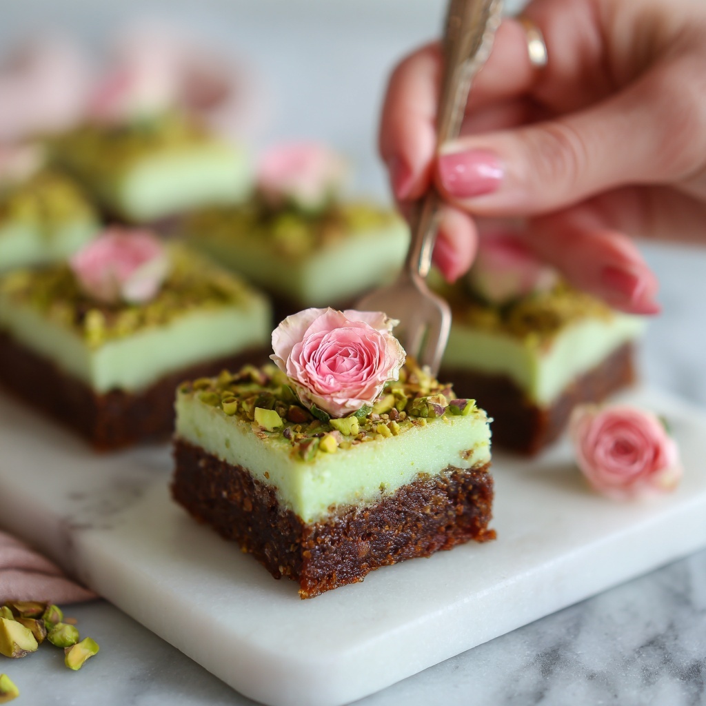 Gluten-Free Pistachio Rosewater Brownies Recipe - Recipe Image