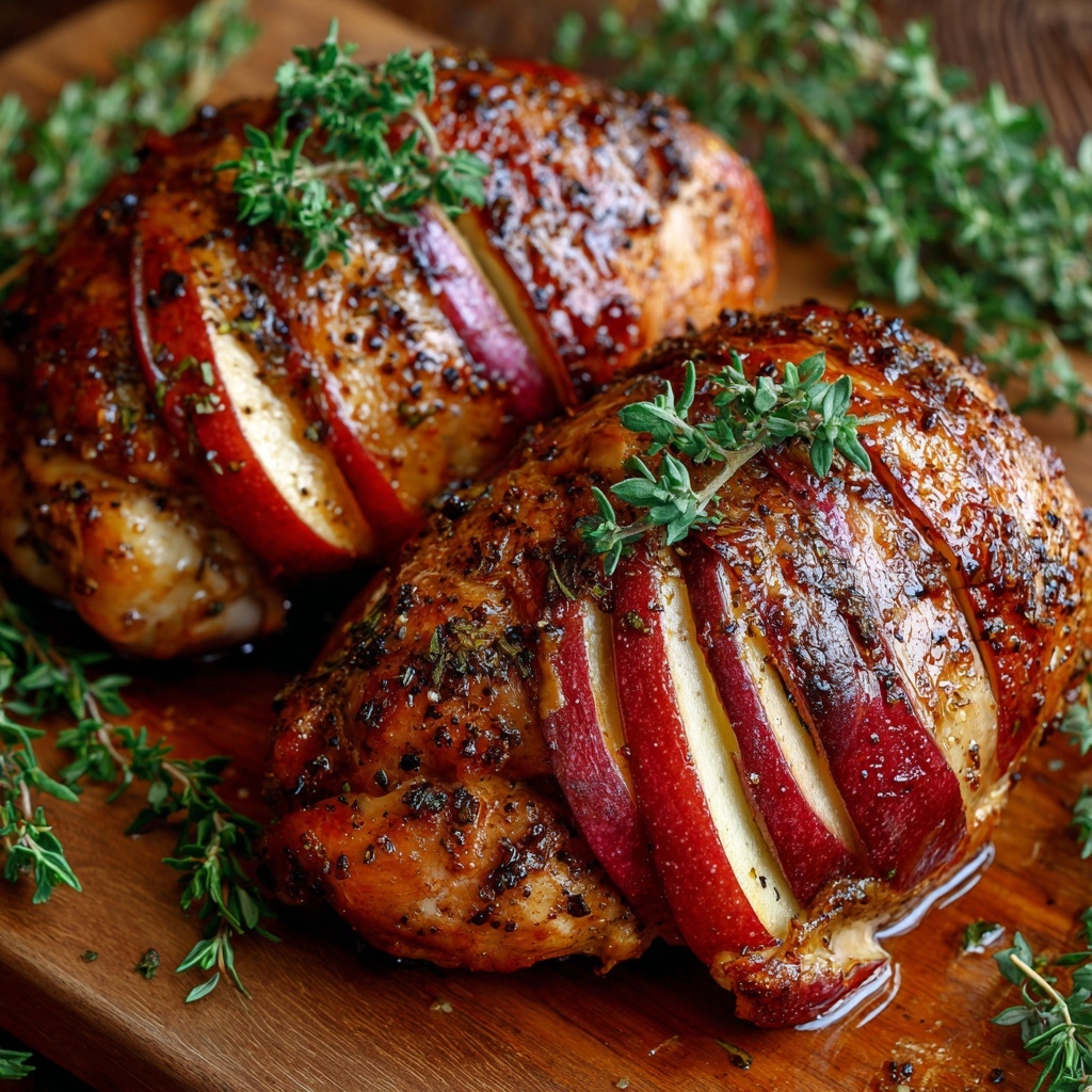 Maple Mustard Glazed Chicken Breast Stuffed with Brie & Apple Recipe - Recipe Image