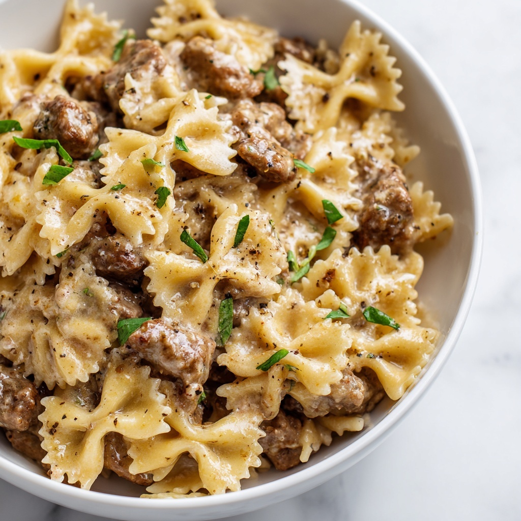 Creamy Beef and Bowtie Pasta Recipe - Recipe Image