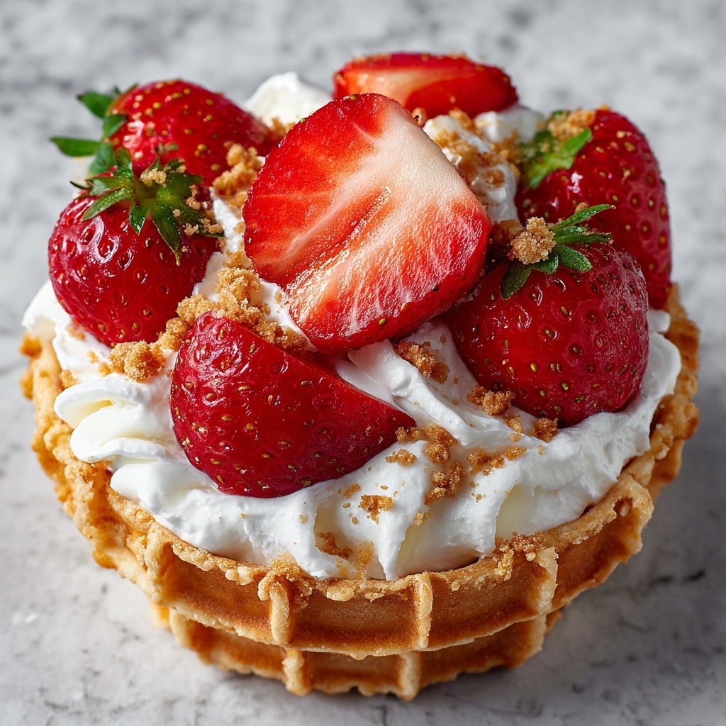 Strawberry Shortcake Cheesecake Waffle Bowls Recipe - Recipe Image