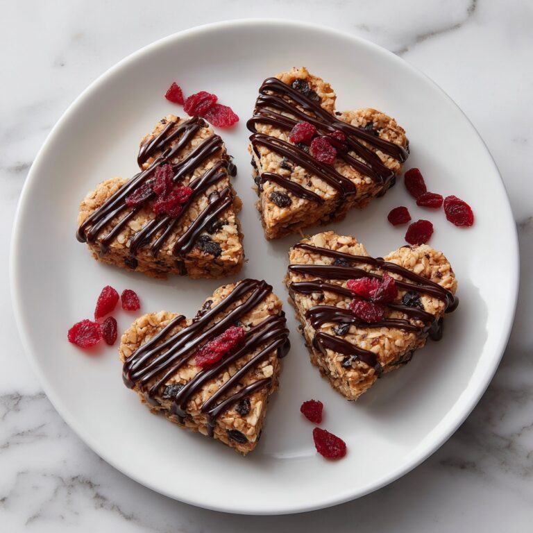 Crunchy Granola Heart Bars with Dark Chocolate and Cranberries Recipe
