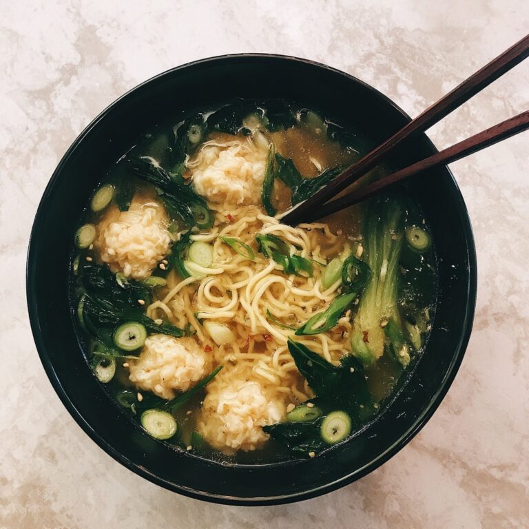 Gyoza Soup with Ginger, Pak Choi, and Courgette Recipe