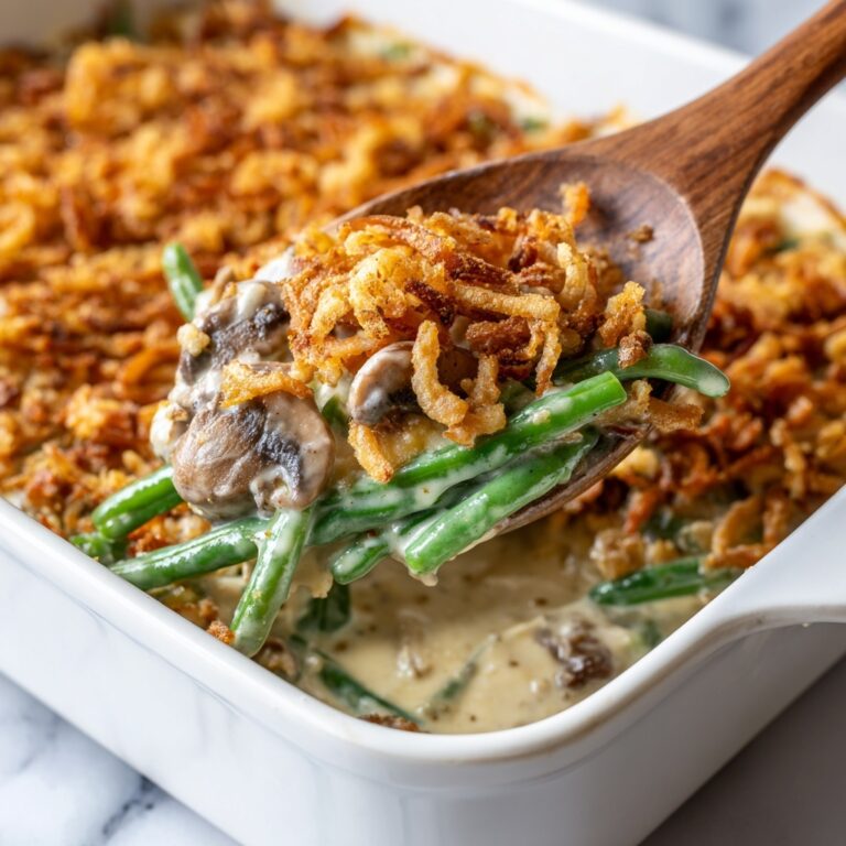 Classic Green Bean Casserole with Mushrooms and Crispy Onions Recipe