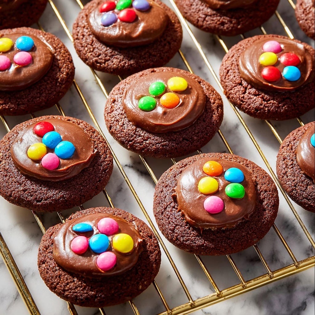 Cosmic Brownie Cookies with Chocolate Ganache and Rainbow Toppings Recipe - Recipe Image
