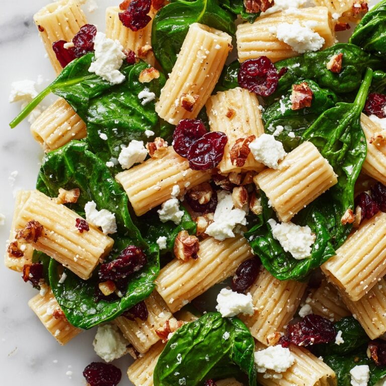 Spinach Pasta Salad with Feta and Cranberries Recipe