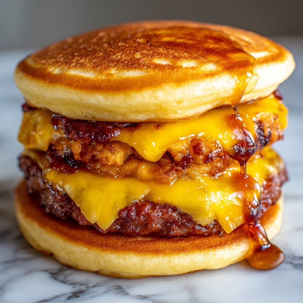 Homemade McGriddle Sandwiches with Bacon, Eggs, and Maple Syrup Recipe - Recipe Image