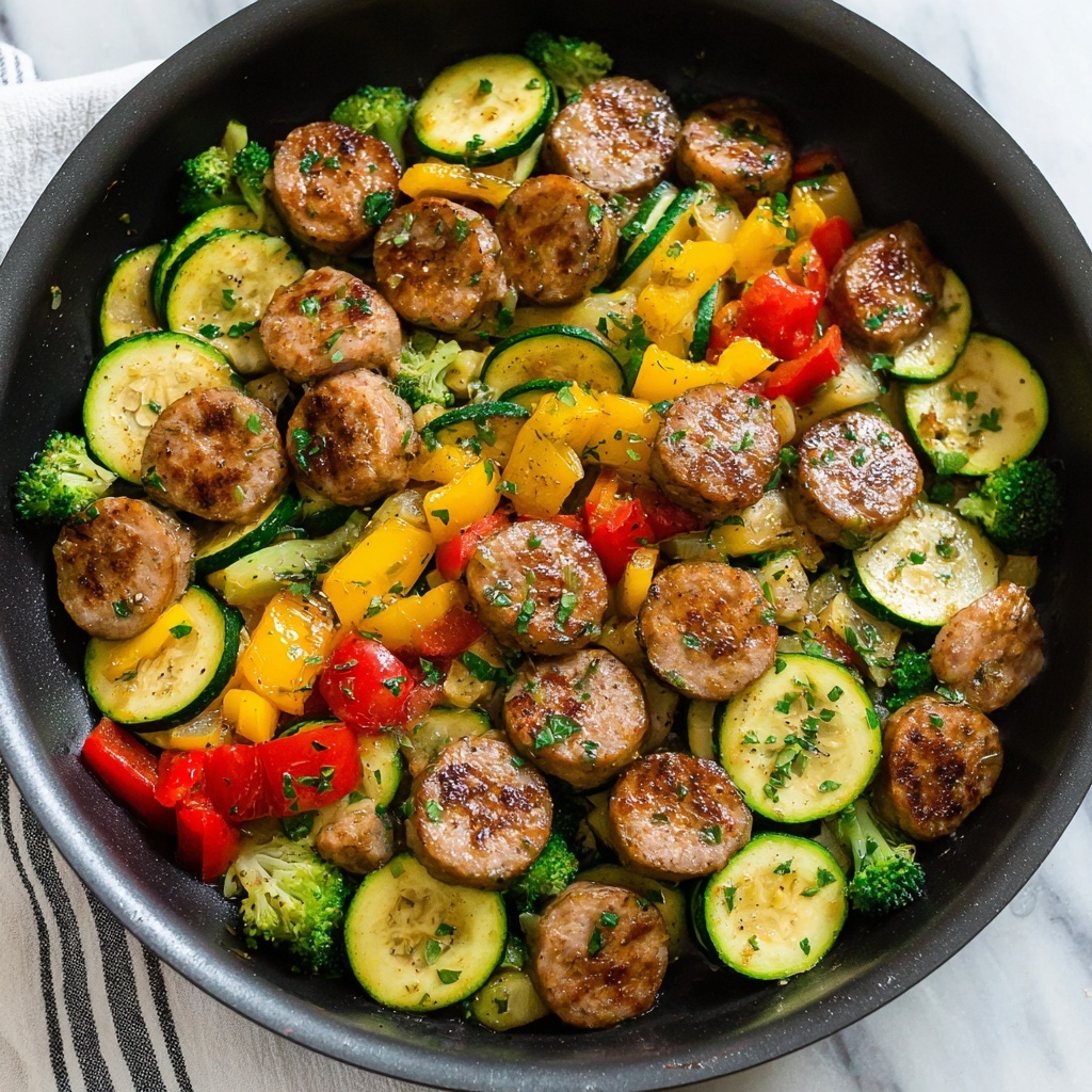 One Pan Sausage and Veggies Skillet Recipe - Recipe Image