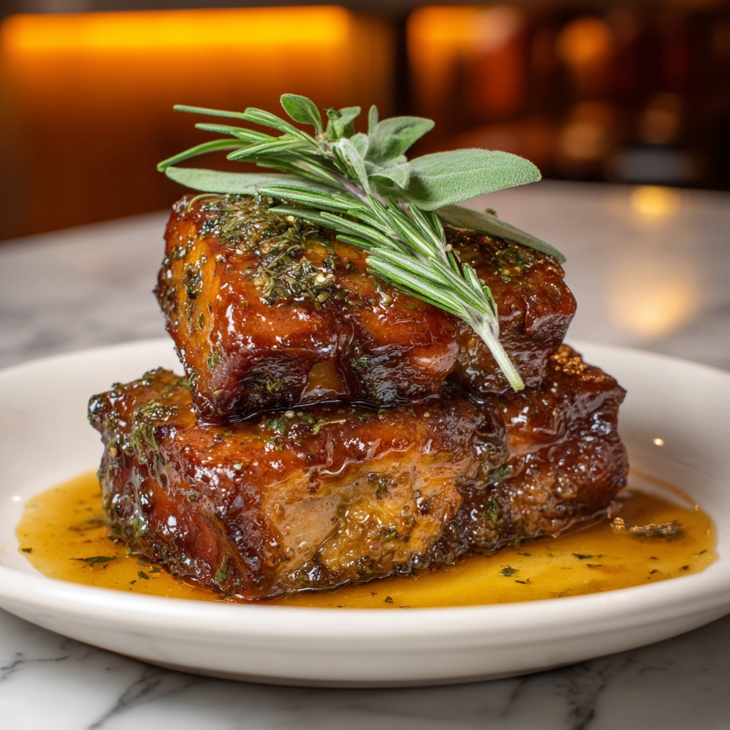 Braised Short Ribs with Red Wine and Herbs Recipe - Recipe Image