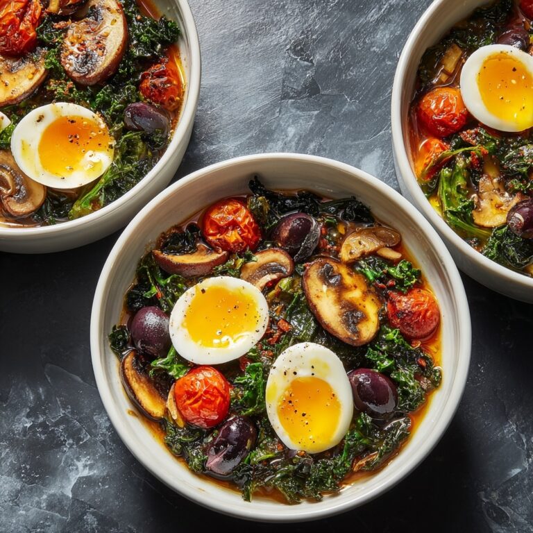 Savory Mushroom, Tomato, Spinach, and Hummus Breakfast Bowls Recipe