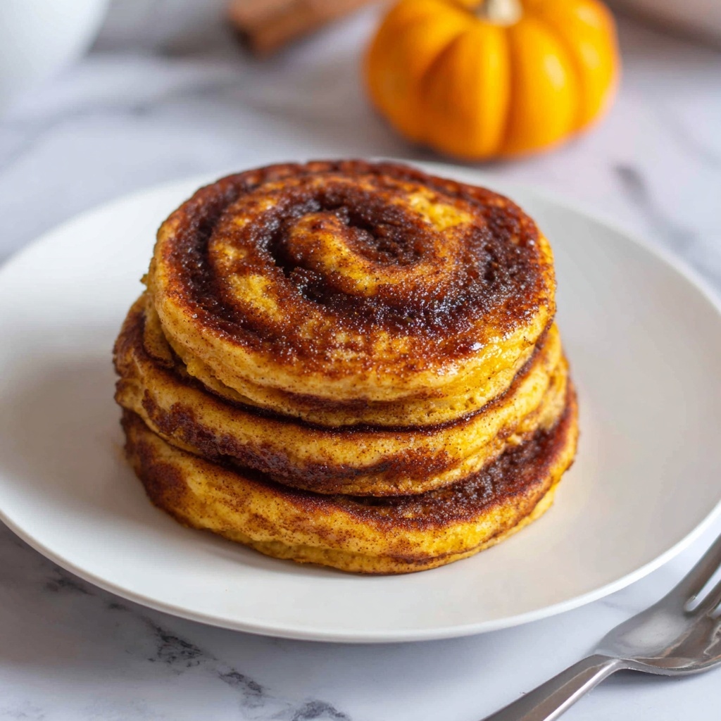 Pumpkin Cinnamon Roll Pancakes with Cream Cheese Glaze Recipe - Recipe Image
