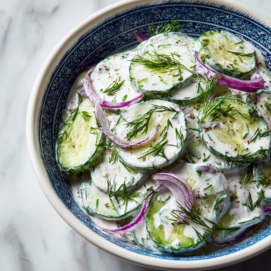 Creamy Greek Tzatziki Cucumber Salad Recipe - Recipe Image