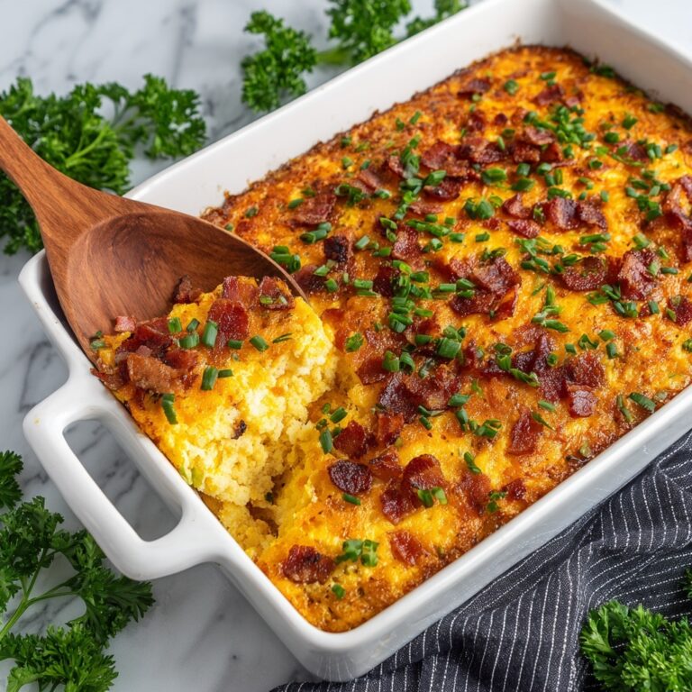 Creamy Corn Pudding Casserole with Bacon and Parmesan Recipe