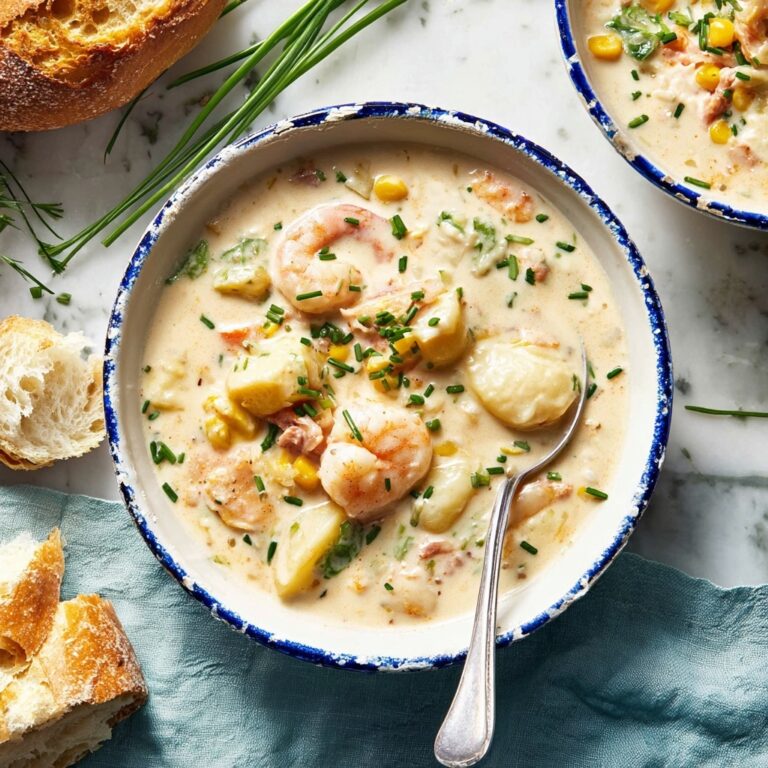 Seafood Chowder with Bacon, Potatoes, Corn, and Fresh Seafood Recipe