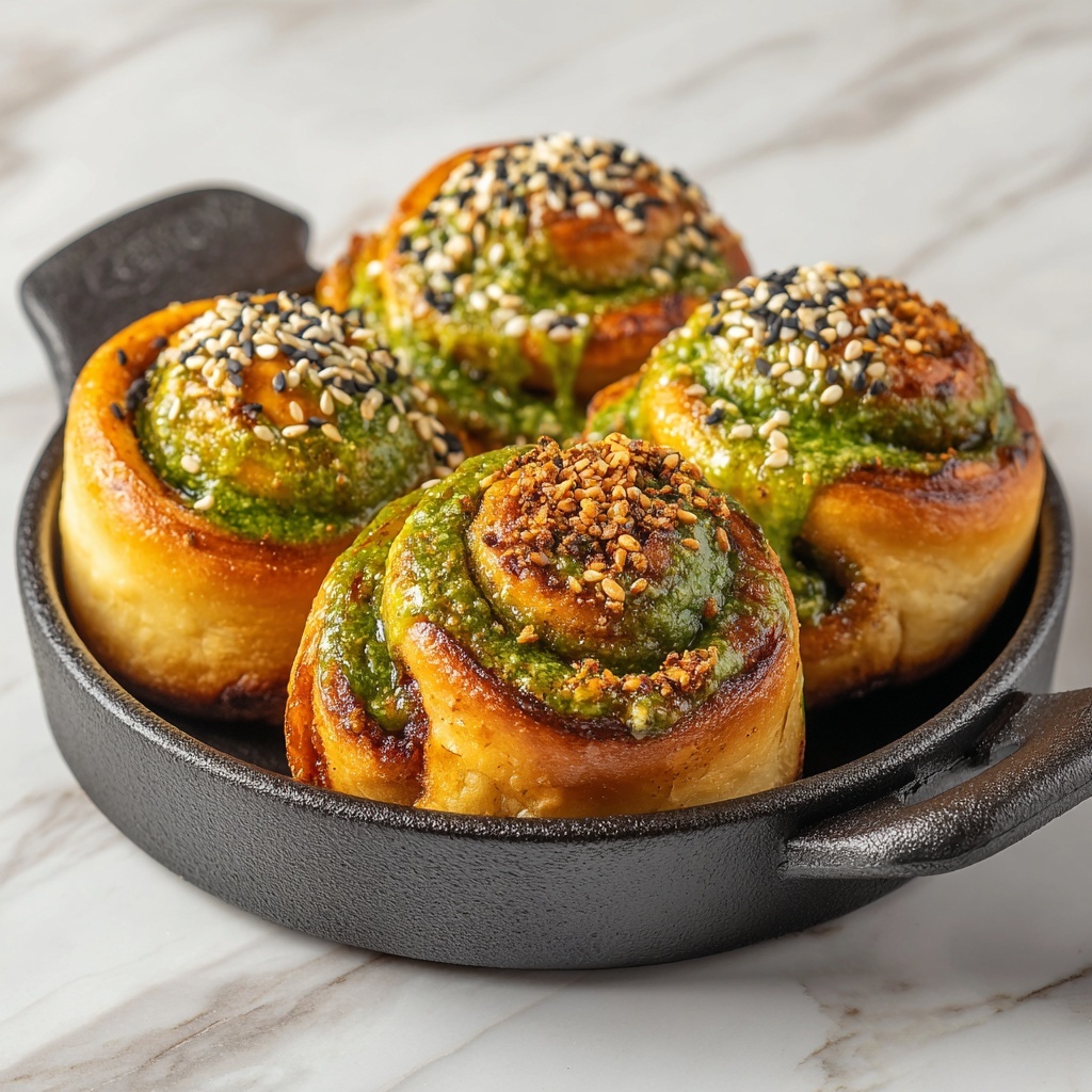 Vegan Matcha Black Sesame Cinnamon Rolls Recipe - Recipe Image