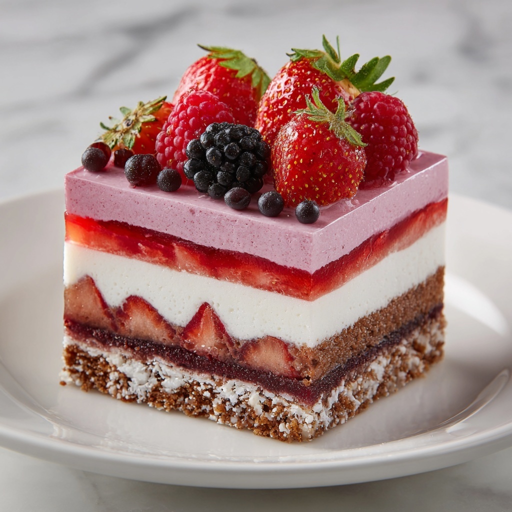 Berry Layered Mousse Cake Recipe - Recipe Image