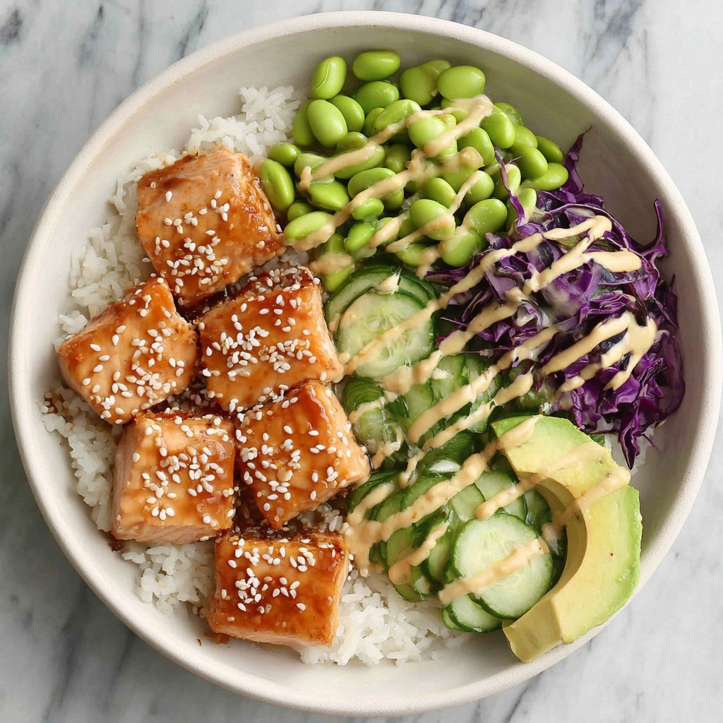 Crispy Salmon Rice Bowls with Ginger Scallion Rice and Spicy Sriracha Mayo Recipe - Recipe Image