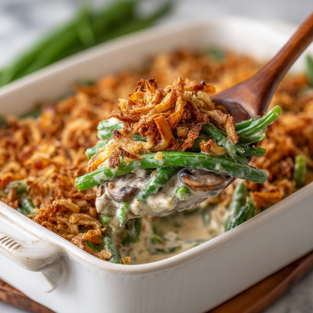Classic Green Bean Casserole with Mushrooms and Crispy Onions Recipe - Recipe Image