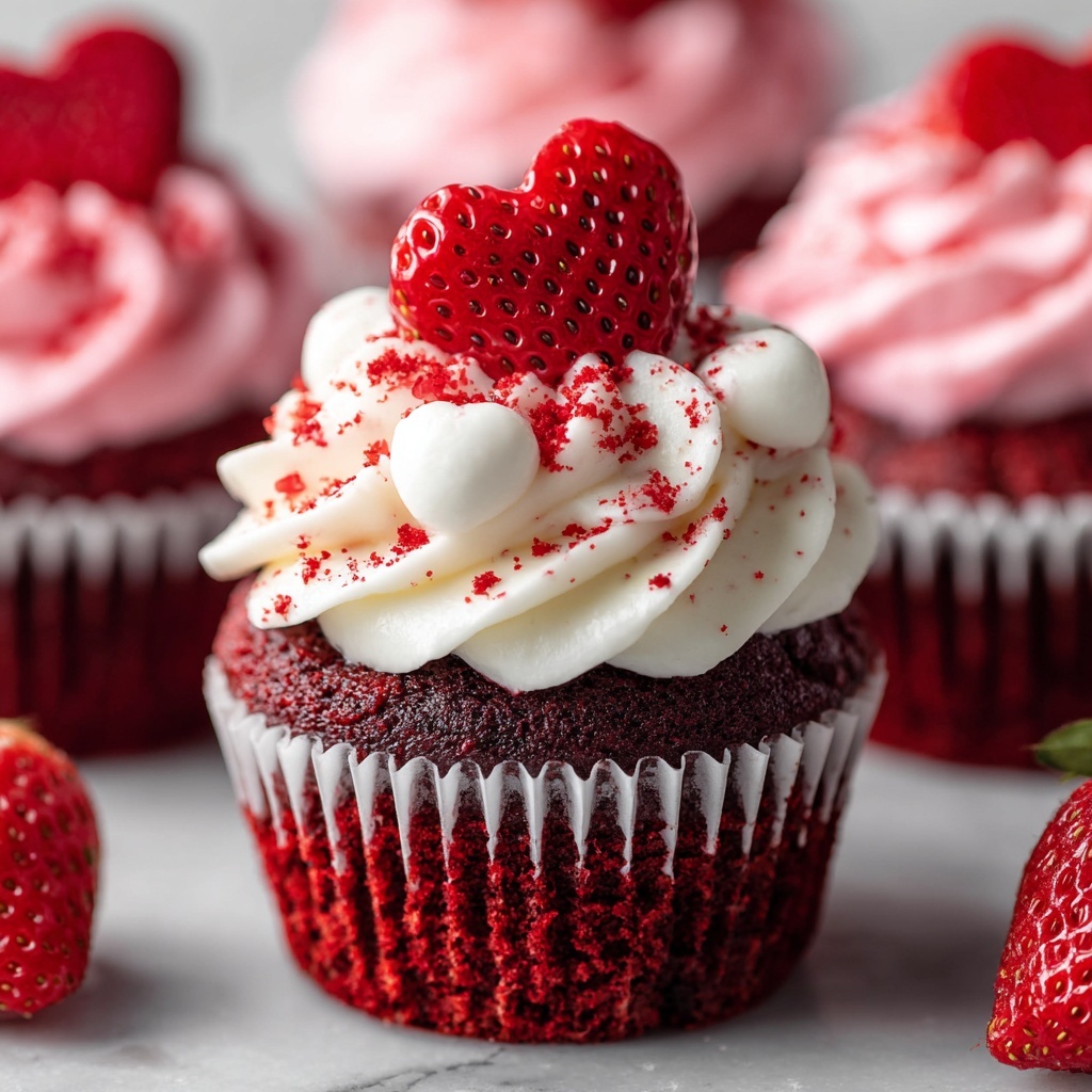 Strawberry Cheesecake Red Velvet Cupcakes Recipe - Recipe Image