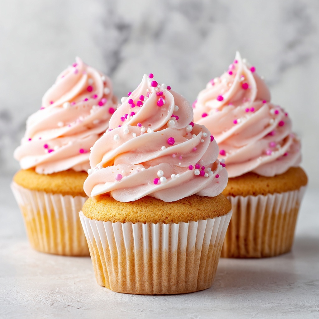 Pink Velvet Cupcakes with Vanilla Buttercream Frosting Recipe - Recipe Image