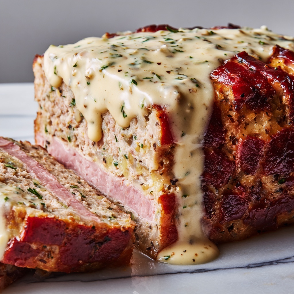 Chicken Cordon Bleu Meatloaf with Creamy Dijon Gravy Recipe - Recipe Image