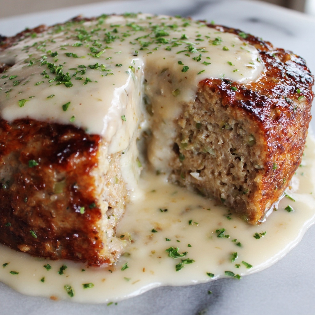 Chicken Cordon Bleu Meatloaf with Creamy Mushroom Sauce Recipe - Recipe Image