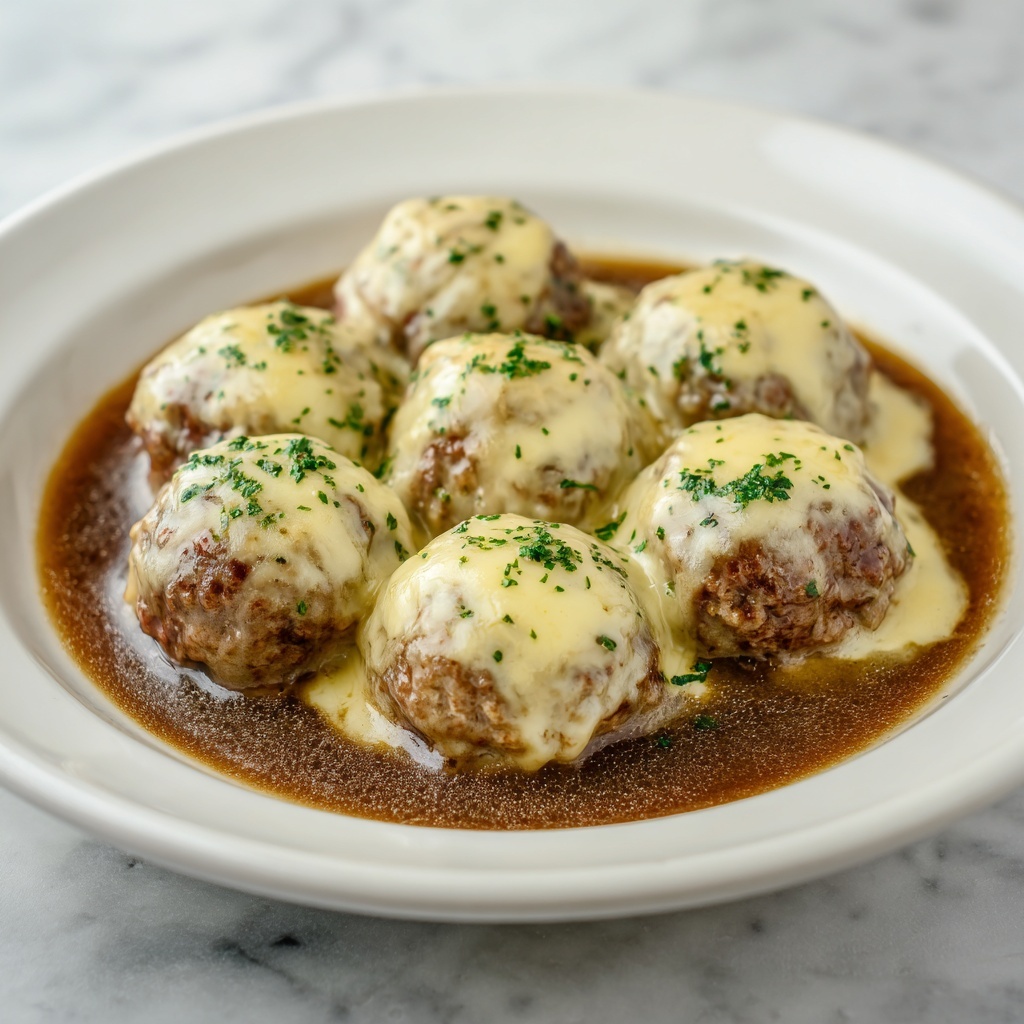 Crock Pot French Onion Meatballs Recipe - Recipe Image