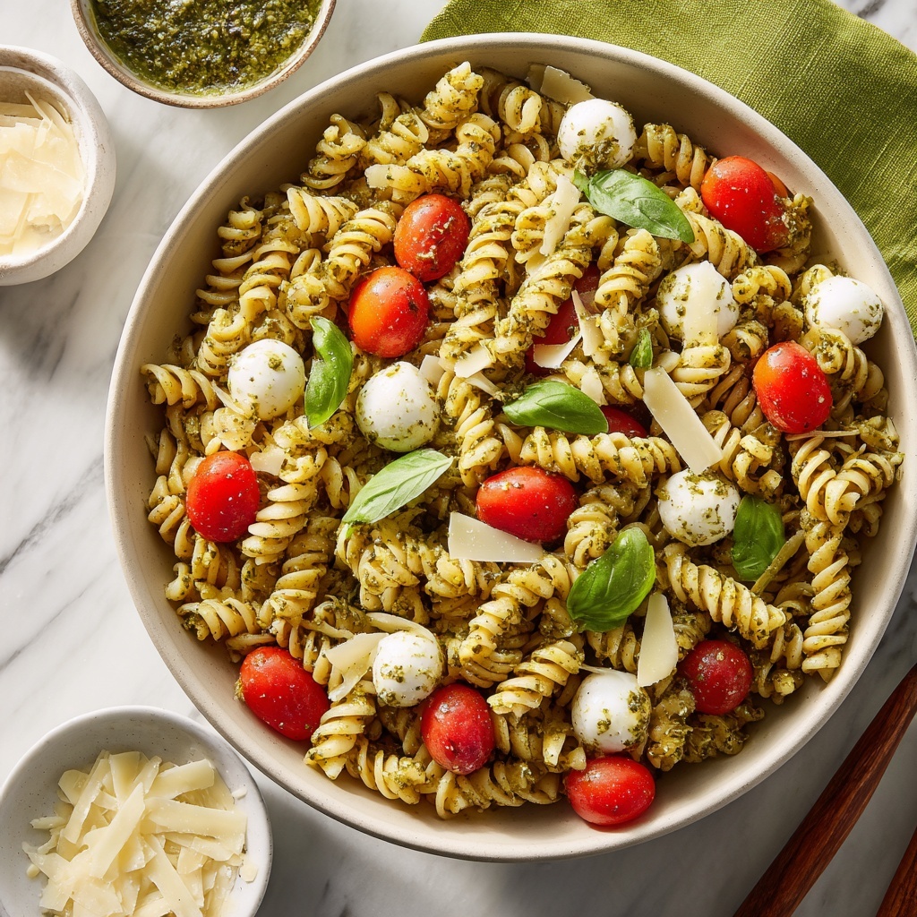 Caprese Pesto Pasta Salad Recipe - Recipe Image
